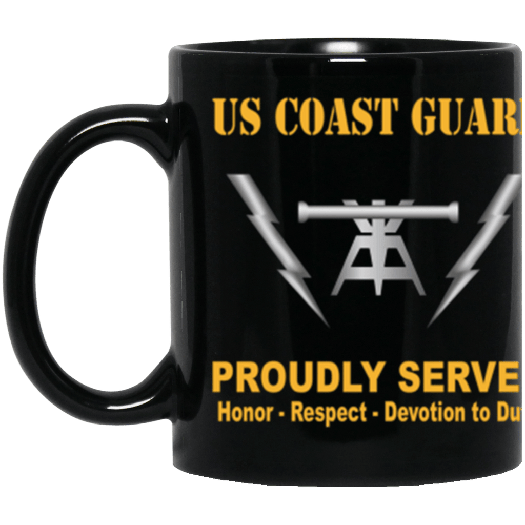 USCG Fire Control Technician FT Logo Proudly Served Core Values 11 oz. Black Mug-Drinkware-Veterans Nation