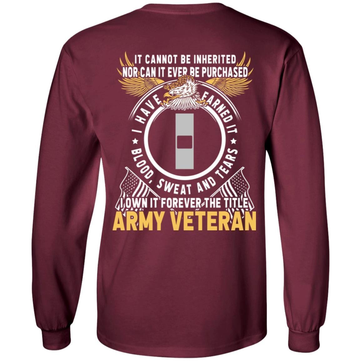 US Army W-1 Warrant Officer 1 W1 WO1 Warrant Officer Ranks T-Shirt For Men On Back-TShirt-Army-Veterans Nation