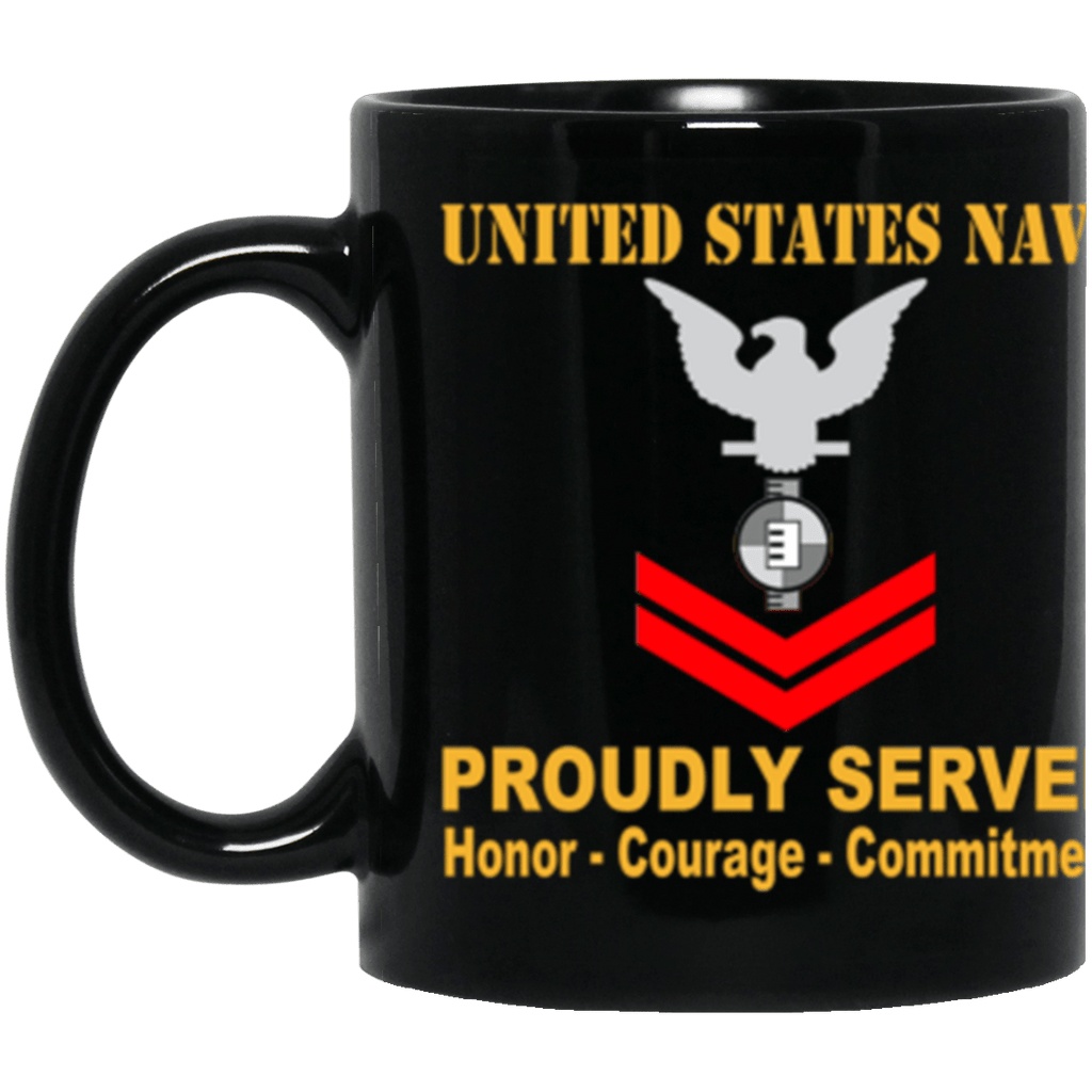 US Navy Engineering Aide Navy EA E-5 Red Stripe 11 oz. Black Mug-Drinkware-Veterans Nation
