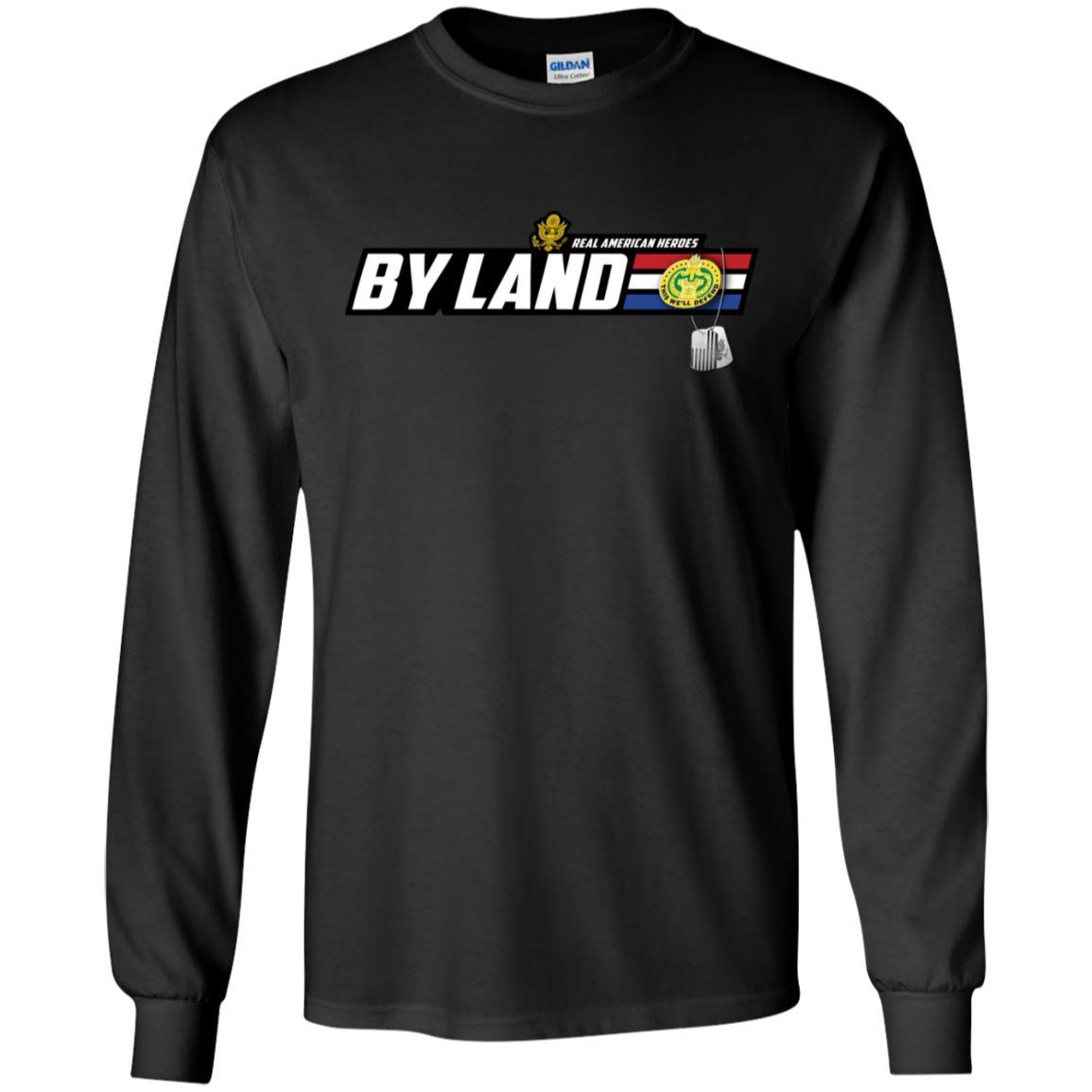 US Army T-Shirt "Drill Sergeant Real American Heroes By Land" On Front-TShirt-Army-Veterans Nation