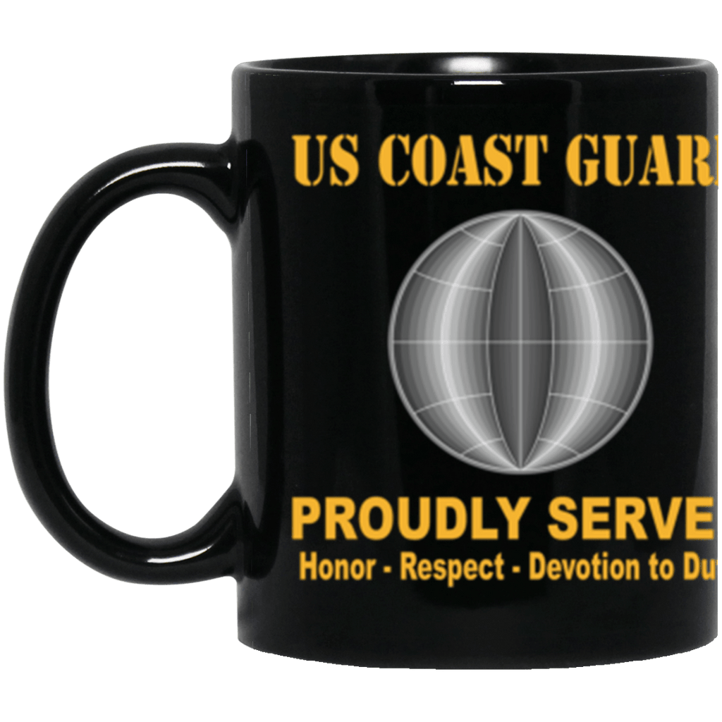 USCG Electrician's Mate EM Logo Proudly Served Core Values 11 oz. Black Mug-Drinkware-Veterans Nation