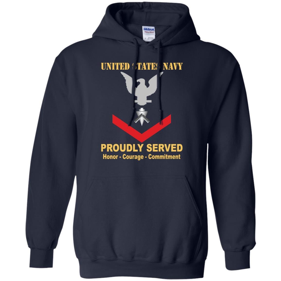 U.S Navy Builder Navy BU E-4 Rating Badges Proudly Served T-Shirt For Men On Front-TShirt-Navy-Veterans Nation