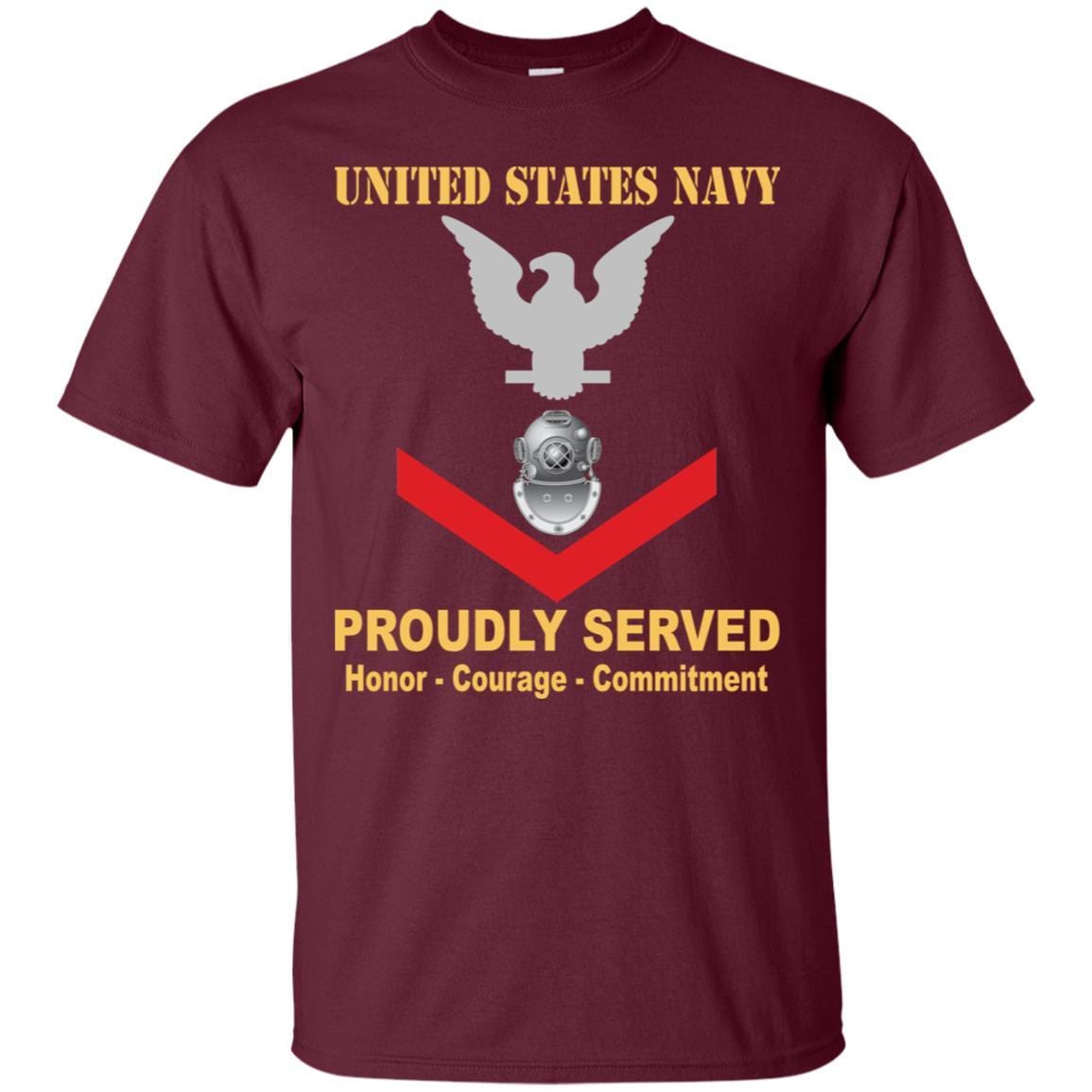 Navy Diver Navy ND E-4 Rating Badges Proudly Served T-Shirt For Men On Front-TShirt-Navy-Veterans Nation
