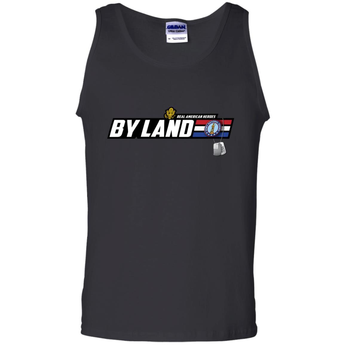 US Army T-Shirt "National Guard Real American Heroes By Land" On Front-TShirt-Army-Veterans Nation