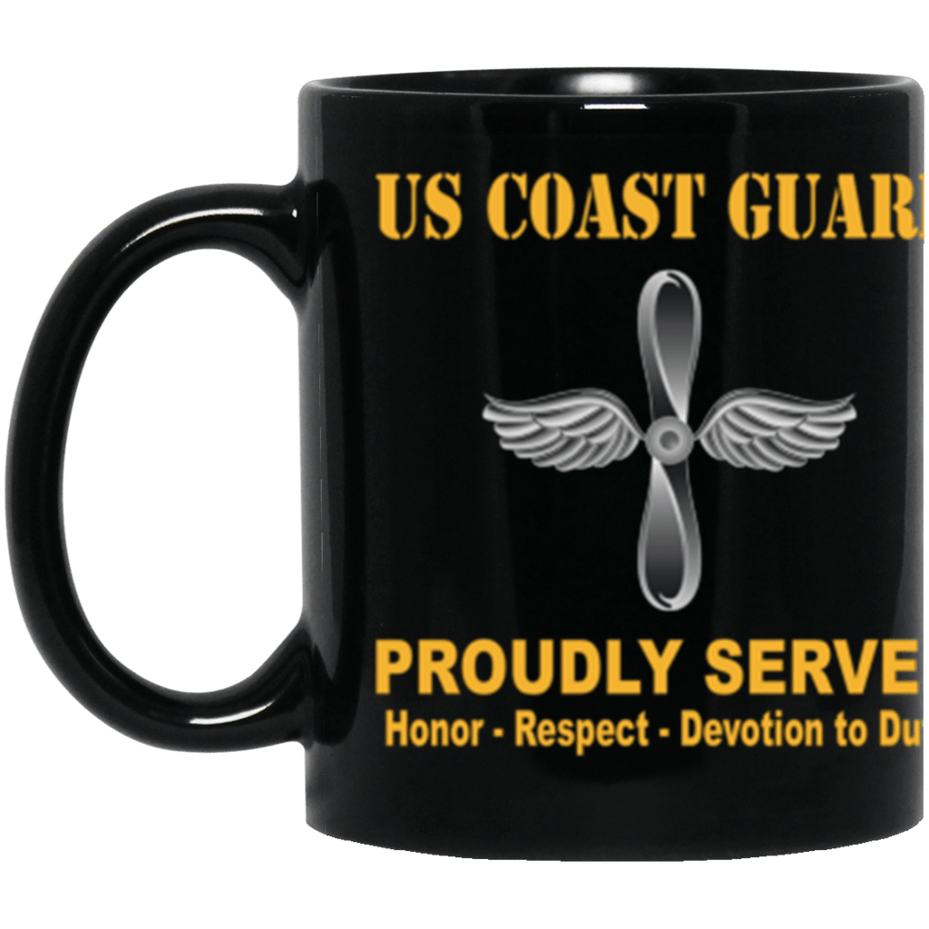 USCG Aviation Maintenance Technician AMT Logo Proudly Served Core Values 11 oz. Black Mug-Drinkware-Veterans Nation