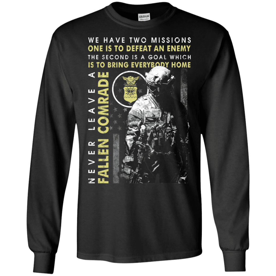 Never Leave A Fallen Comrade Air Force Men Front T Shirts-TShirt-USAF-Veterans Nation