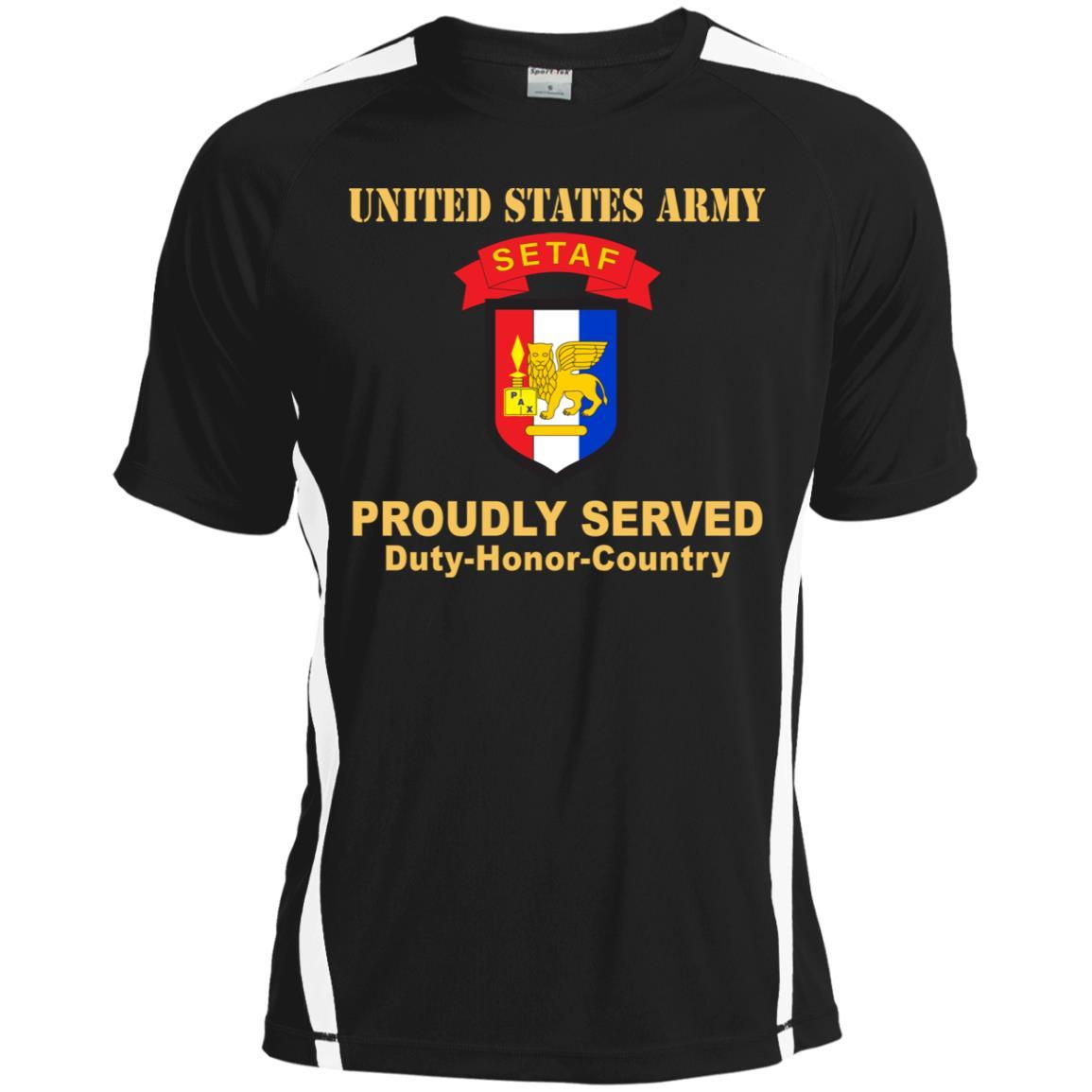 US ARMY USARAF-SETAF COMBAT SERVICE ID BADGE- Proudly Served T-Shirt On Front For Men-TShirt-Army-Veterans Nation