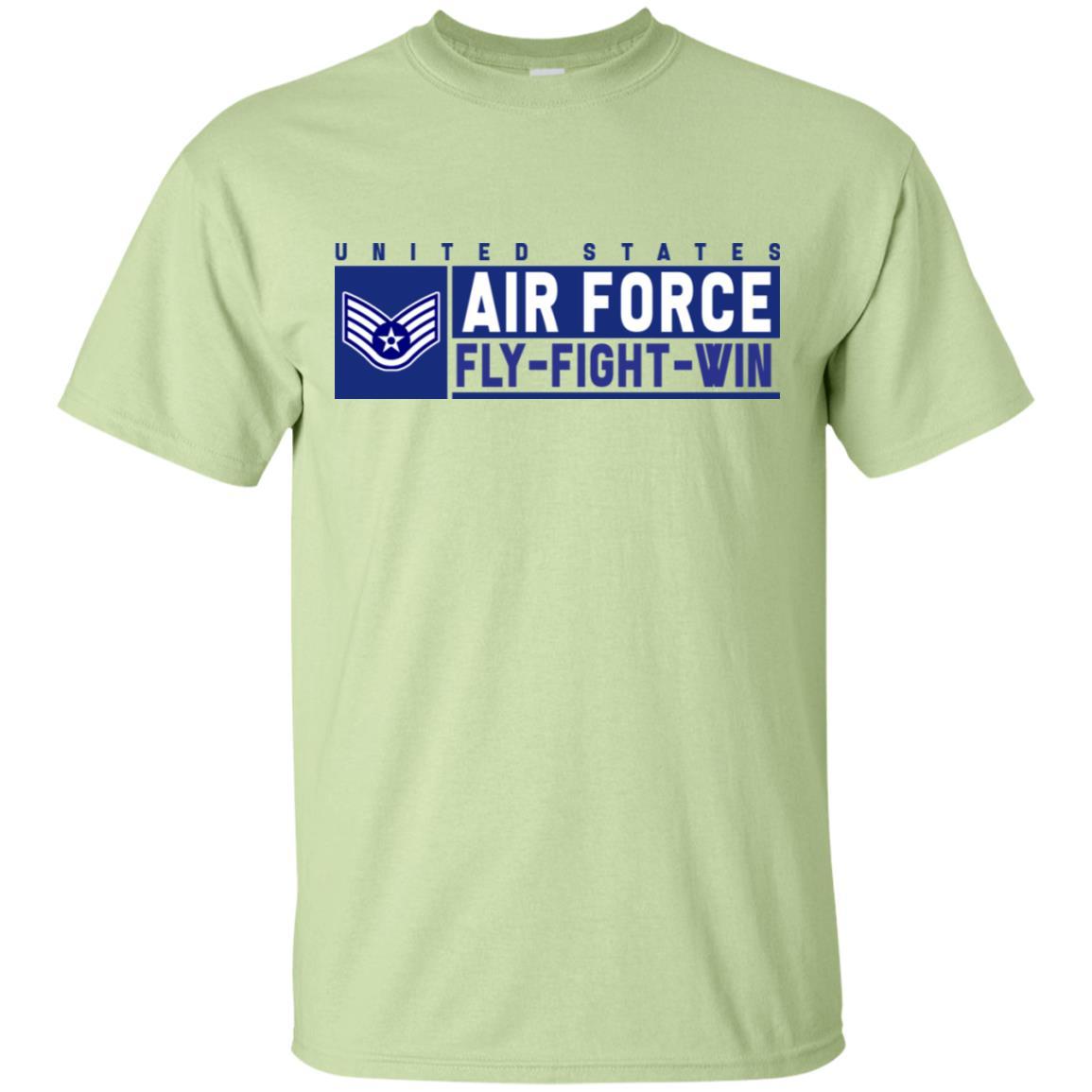 US Air Force E-5 Staff Sergeant Fly - Fight - Win T-Shirt On Front For Men-TShirt-USAF-Veterans Nation