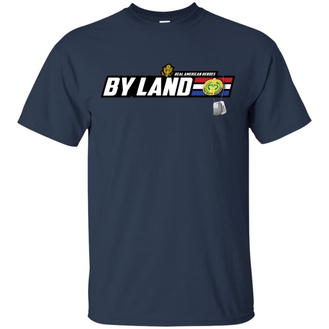 US Army T-Shirt "Drill Sergeant Real American Heroes By Land" On Front-TShirt-Army-Veterans Nation