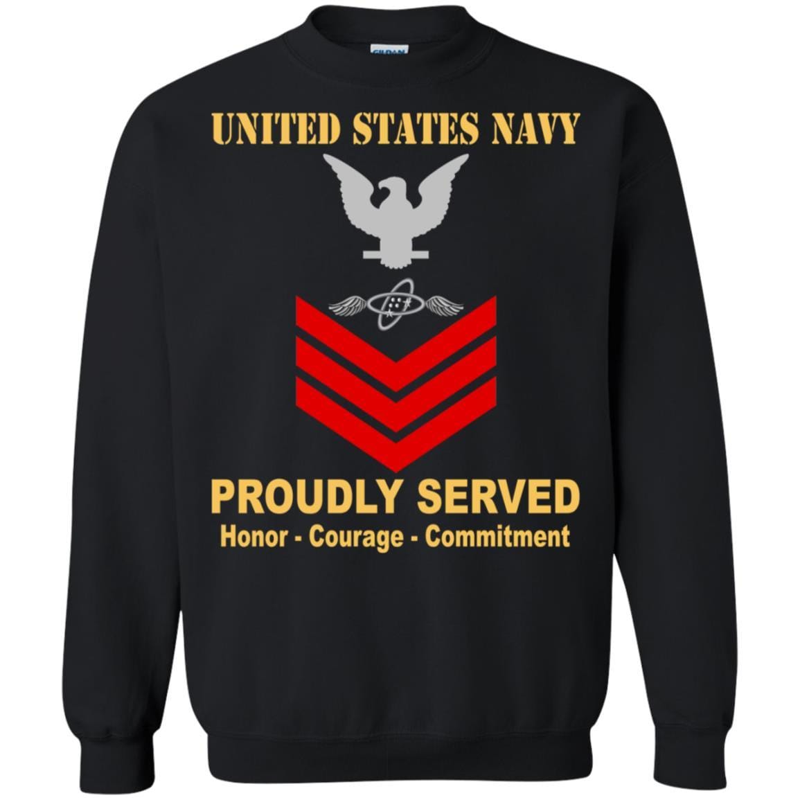 Navy Aviation Electronics Technician Navy AT E-6 Rating Badges Proudly Served T-Shirt For Men On Front-TShirt-Navy-Veterans Nation