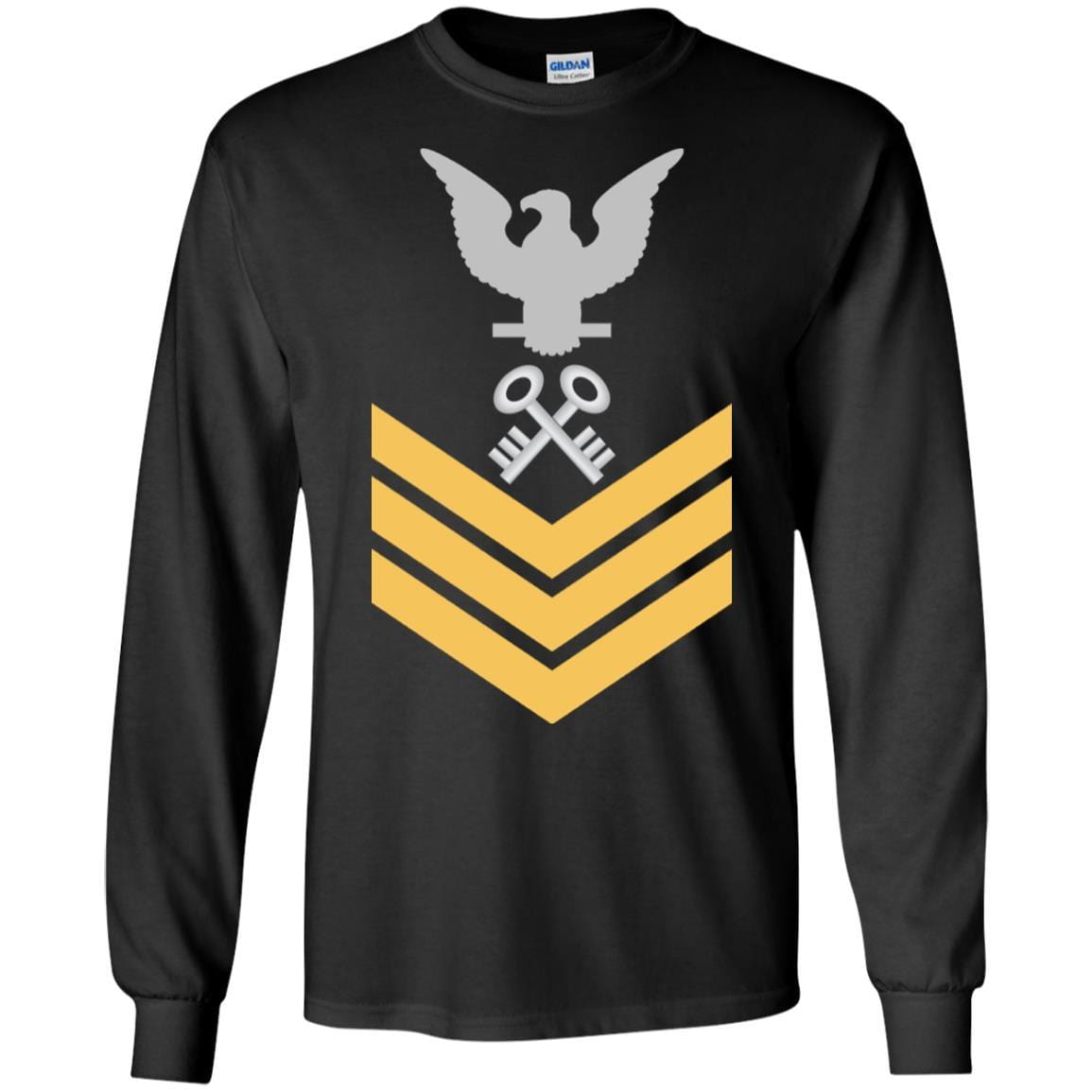 Military T-Shirt "Navy Storekeeper Navy SK E-6 Rating Badges On" Front For Men-TShirt-General-Veterans Nation