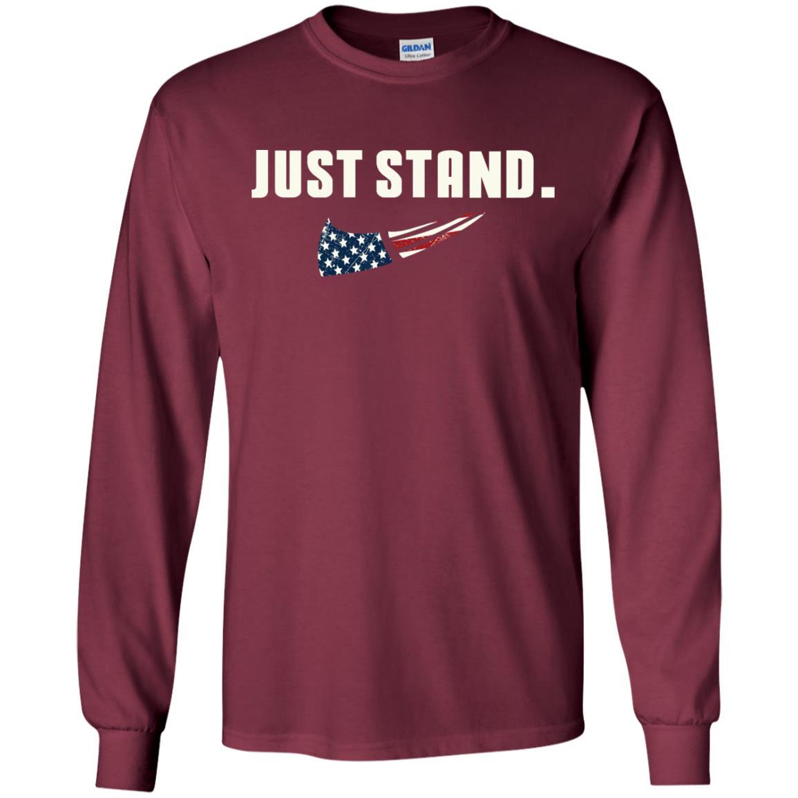 Military T-Shirt "Just Stand For The Flag Men On" Front-TShirt-General-Veterans Nation