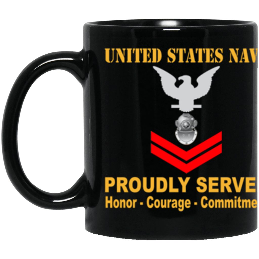 US Navy Diver Navy ND E-5 Red Stripe 11 oz. Black Mug-Drinkware-Veterans Nation