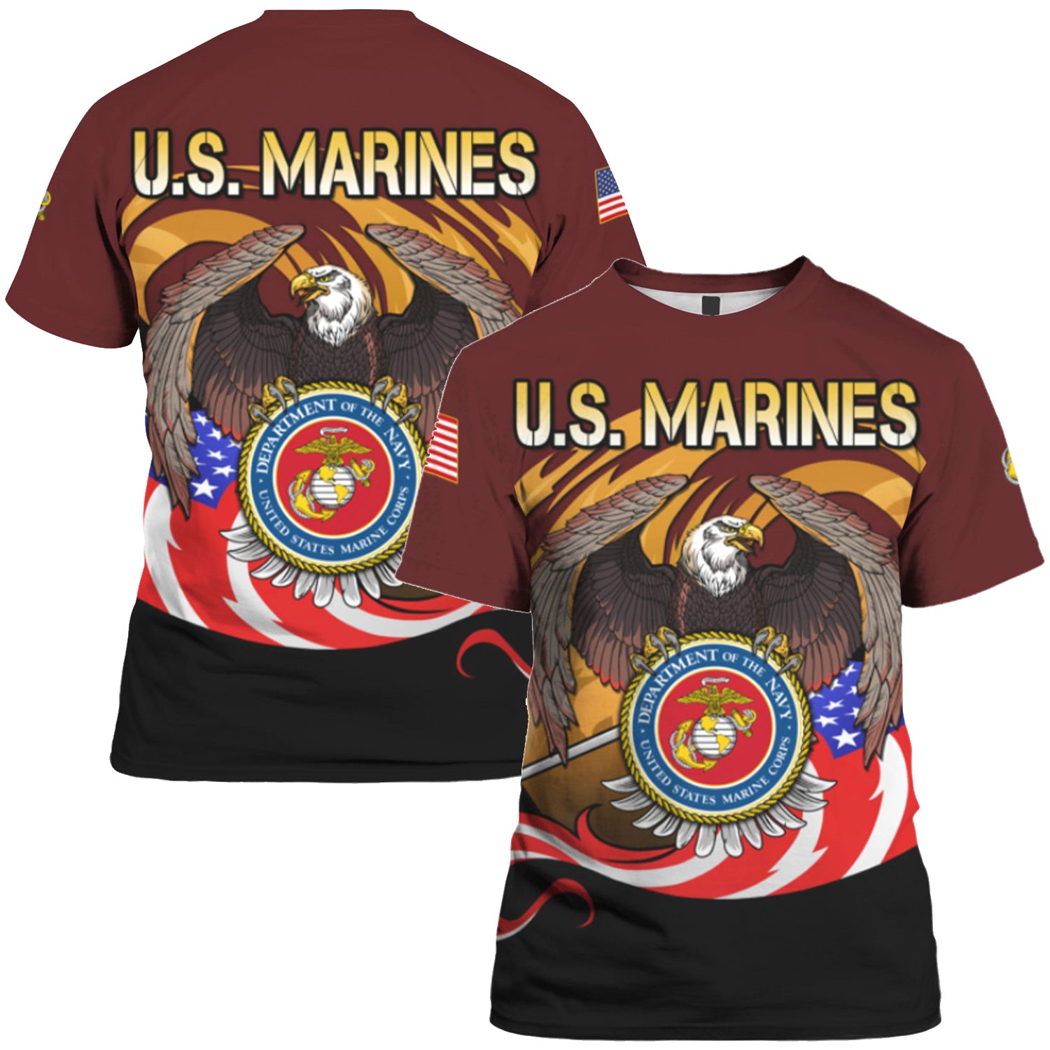 US Military Logo American Eagle 3D All Over Prints Tshirt-Full Printed Apparel-Veterans Nation
