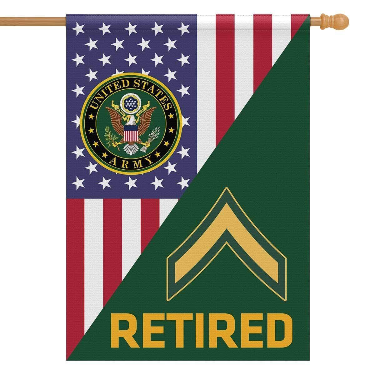 US Army Retired Insignia With America Flag House Flag 28 Inch x 40 Inch Twin-Side Printing-HouseFlag-Army-Veterans Nation
