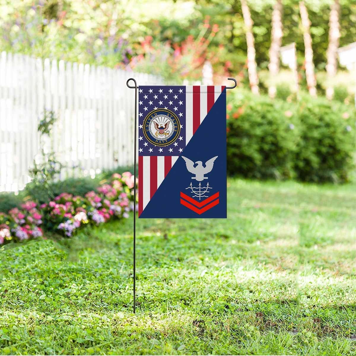 Navy Ocean Systems Technician Navy OT E-5 Red Stripe Garden Flag/Yard Flag 12 inches x 18 inches Twin-Side Printing-GDFlag-Navy-Rating-Veterans Nation